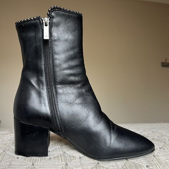 Aquatalia Black Leather Block Heel Studded Ankle Boot w/ Zip Size 7 ($550 New) - Picture 4 of 16